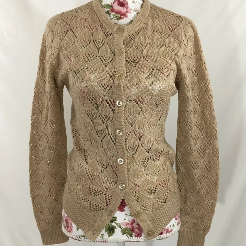 Cyn Les Shirlee Vintage Knit Cardigan M Crochet